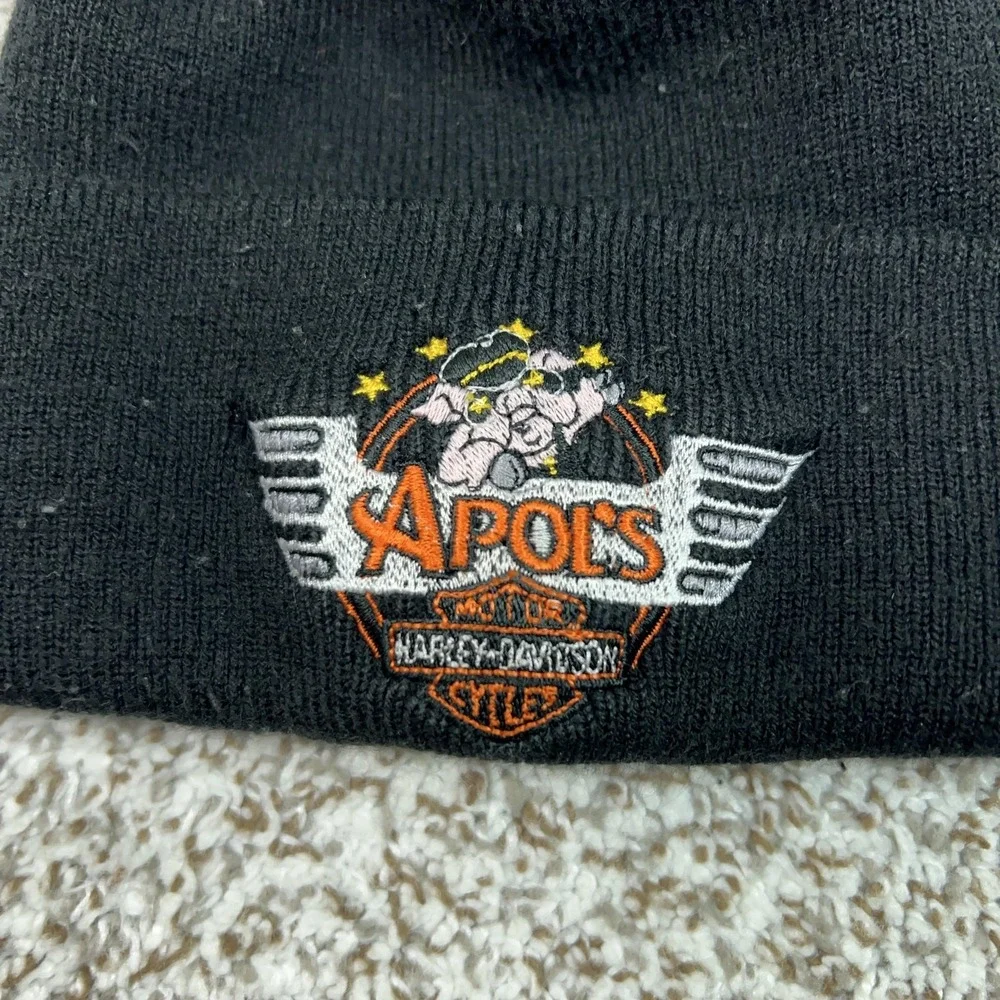 Harley Davidson Hat Beanie Youth One Size‎ Black Knit Apol's Motorcycle Boys USA